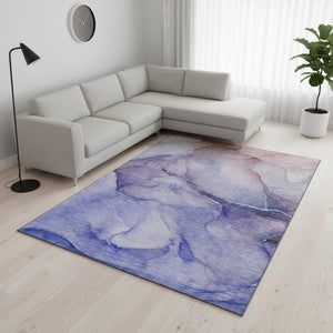 HomeRoots 9' X 12' Navy Blue & Ivory Abstract Area Rug - Washable, UV Protected, Stain Resistant & Stylish Design 646911