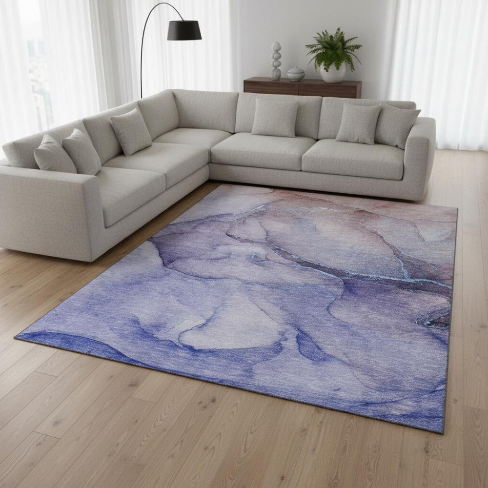 HomeRoots 10' X 14' Navy Blue & Ivory Abstract Area Rug – Stain-Resistant, UV-Protected, Soft & Durable Design 646912