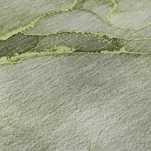 HomeRoots 8' Olive Green and Ivory Abstract Round Rug - Washable, UV Resistant, Ideal for Homes with Kids & Pets! 646915