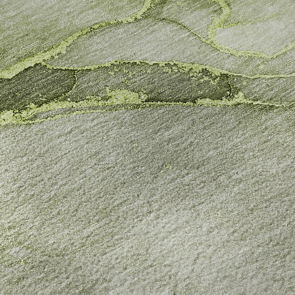 HomeRoots 8' Olive Green and Ivory Abstract Round Rug - Washable, UV Resistant, Ideal for Homes with Kids & Pets! 646915