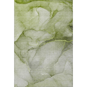 HomeRoots 8' x 10' Olive Green & Ivory Abstract Washable Area Rug with UV Protection for Busy Homes & Style 646916