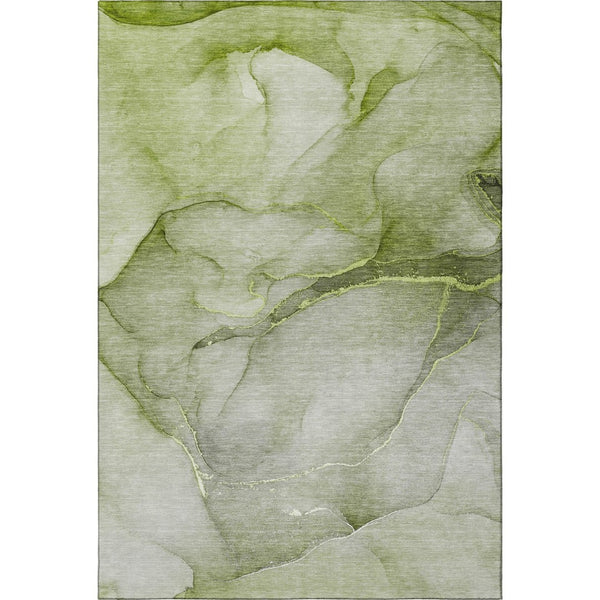 HomeRoots 8' x 10' Olive Green & Ivory Abstract Washable Area Rug with UV Protection for Busy Homes & Style 646916