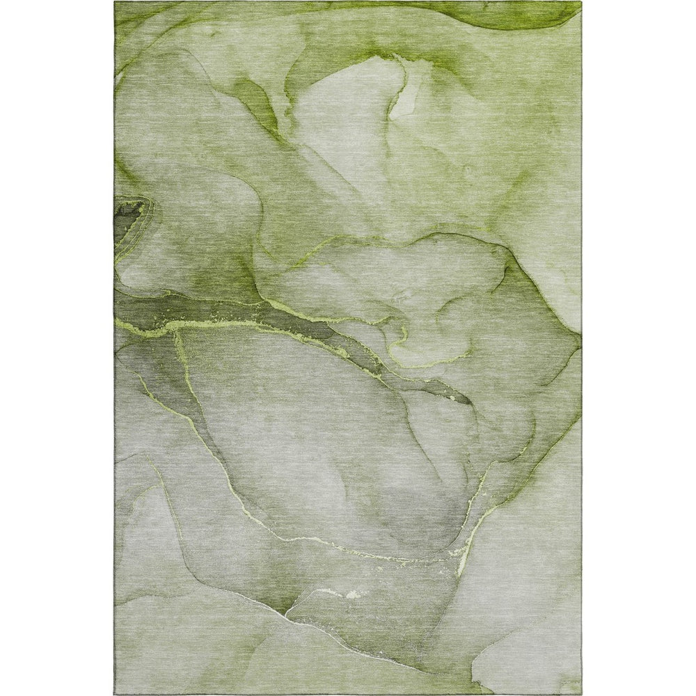 HomeRoots 9' X 12' Olive Green And Ivory Abstract Area Rug – Washable, UV Protected, Stain Resistant for Homes 646917