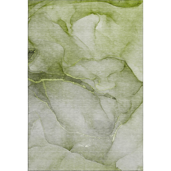 HomeRoots 10' Olive Green & Ivory Abstract Washable Area Rug - UV Protected, Soft, Durable, Ideal for Homes 646918