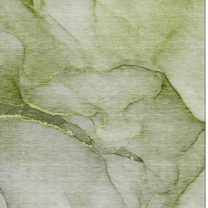 HomeRoots 10' Olive Green & Ivory Abstract Washable Area Rug - UV Protected, Soft, Durable, Ideal for Homes 646918