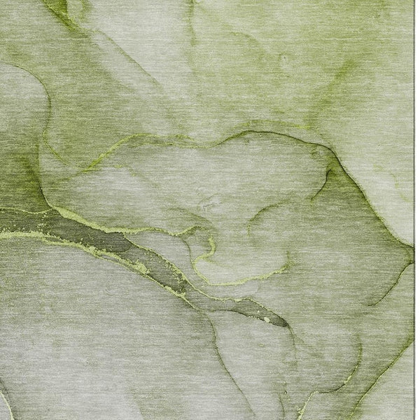 HomeRoots 10' Olive Green & Ivory Abstract Washable Area Rug - UV Protected, Soft, Durable, Ideal for Homes 646918