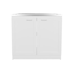 English Elm Zurich Freestanding Utility Sink with Black Cabinet Two Shelves for Laundry Garage B070S00371