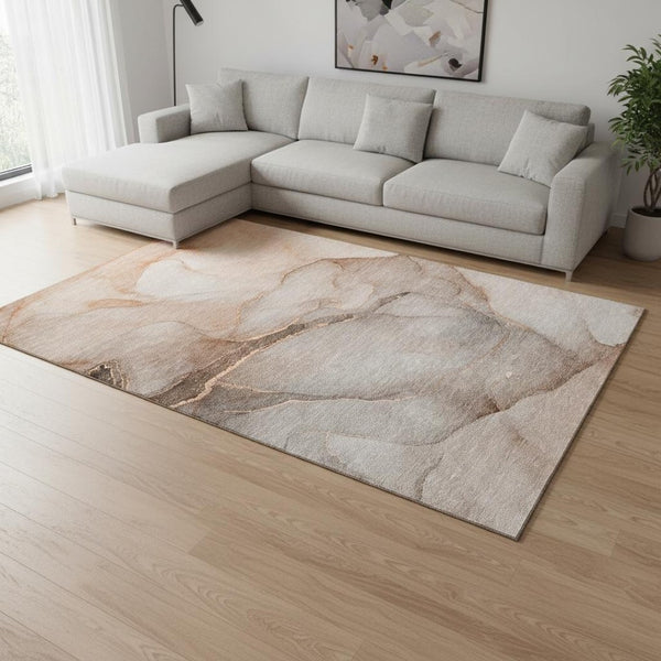 HomeRoots 10' Taupe and Ivory Abstract Washable Area Rug - UV Protected, Soft & Durable for Indoor/Outdoor Use 646924