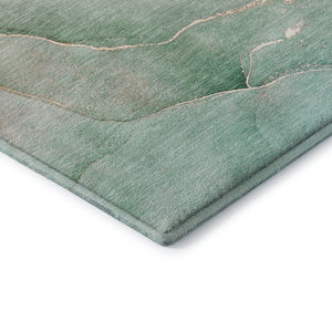 HomeRoots 5' X 8' Teal And Ivory Abstract Rug - Washable, UV-Protected, Perfect for High-Traffic Areas! 646926