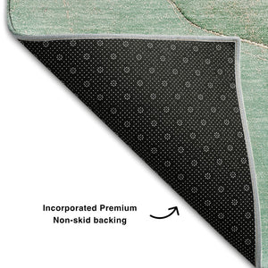 HomeRoots 9' X 12' Teal and Ivory Abstract Area Rug - Washable, UV-Protected, Perfect for Busy Homes! 646929