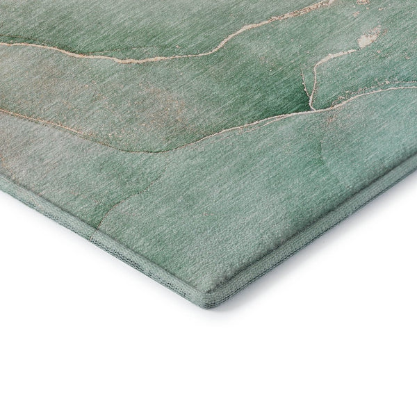 HomeRoots 9' X 12' Teal and Ivory Abstract Area Rug - Washable, UV-Protected, Perfect for Busy Homes! 646929