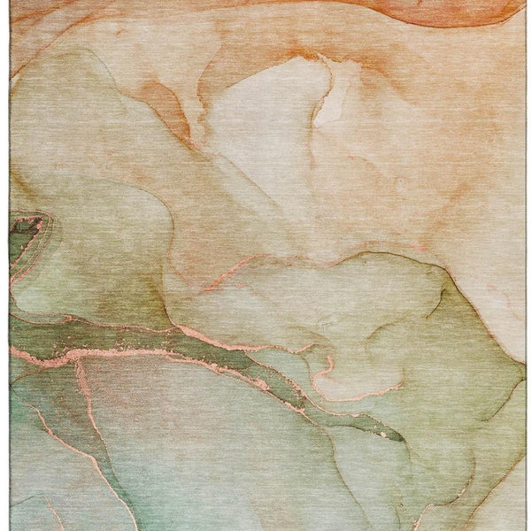 HomeRoots 10' Teal and Ivory Abstract Area Rug – Stylish, Washable, UV Protected for High-Traffic Spaces! 646930
