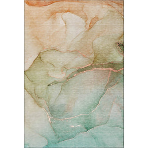 HomeRoots 10' Teal and Ivory Abstract Area Rug – Stylish, Washable, UV Protected for High-Traffic Spaces! 646930