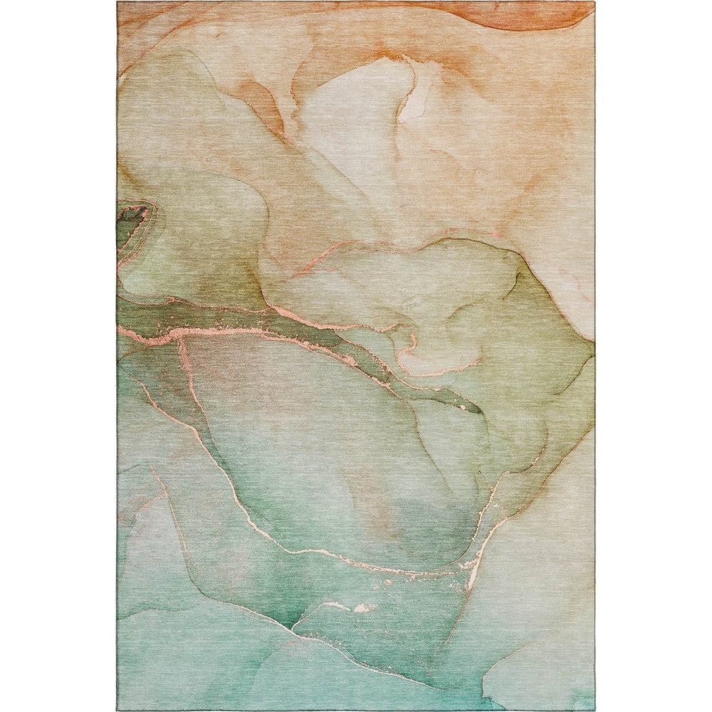 HomeRoots 10' Teal and Ivory Abstract Area Rug – Stylish, Washable, UV Protected for High-Traffic Spaces! 646930