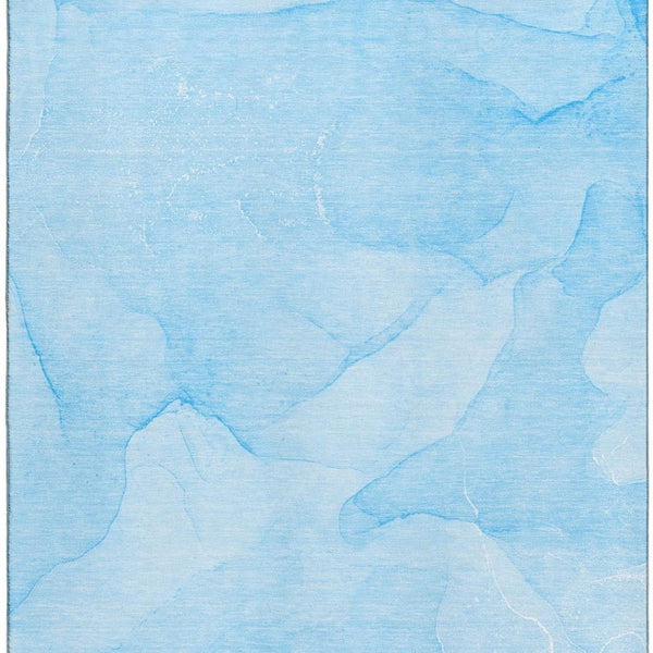 HomeRoots 9' Blue and Ivory Abstract Area Rug - Washable, UV-Protected, Durable for High-Traffic Spaces 646935
