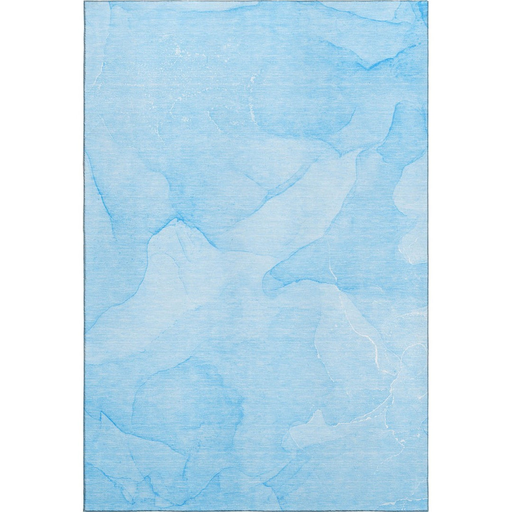HomeRoots 10' X 14' Blue And Ivory Abstract Area Rug - Washable, UV Protected, Modern Design for Busy Homes 646936