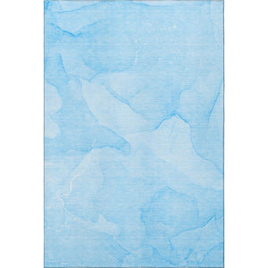 HomeRoots 10' X 14' Blue And Ivory Abstract Area Rug - Washable, UV Protected, Modern Design for Busy Homes 646936