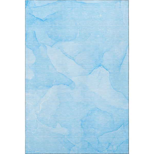 HomeRoots 10' X 14' Blue And Ivory Abstract Area Rug - Washable, UV Protected, Modern Design for Busy Homes 646936