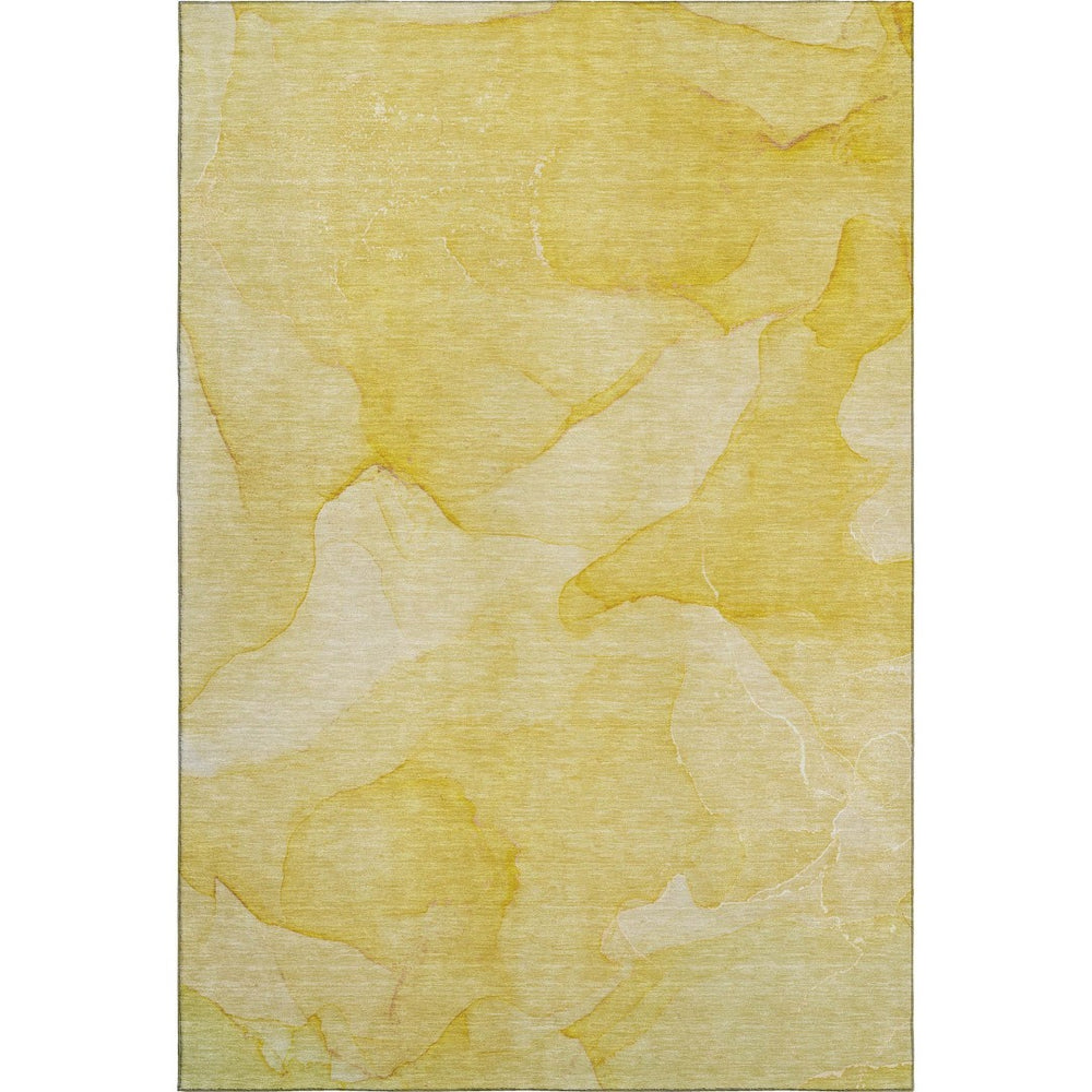HomeRoots 5' X 8' Gold And Ivory Abstract Washable Area Rug – Stylish, Stain-Resistant, UV Protected Design! 646938