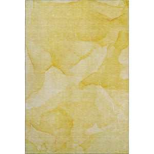 HomeRoots 5' X 8' Gold And Ivory Abstract Washable Area Rug – Stylish, Stain-Resistant, UV Protected Design! 646938