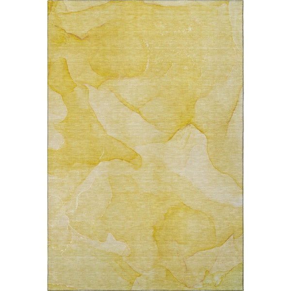 HomeRoots 5' X 8' Gold And Ivory Abstract Washable Area Rug – Stylish, Stain-Resistant, UV Protected Design! 646938