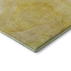 HomeRoots 8' Gold and Ivory Abstract Washable Round Rug - Stylish, Stain-Resistant, UV-Protected for Homes 646939