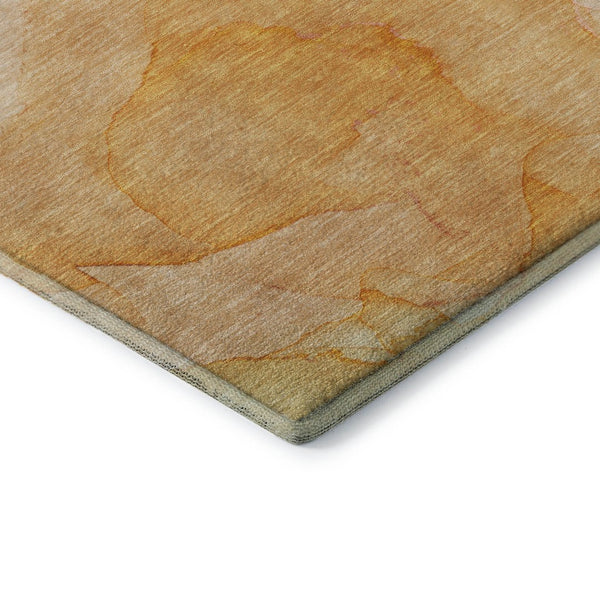 HomeRoots 5' X 8' Orange And Ivory Abstract Area Rug - Washable, UV Protected, Perfect for High-Traffic Rooms! 646944