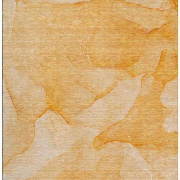 HomeRoots 5' X 8' Orange And Ivory Abstract Area Rug - Washable, UV Protected, Perfect for High-Traffic Rooms! 646944