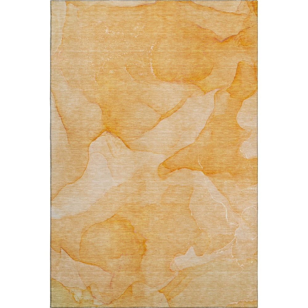 HomeRoots 8' X 10' Vibrant Orange and Ivory Abstract Washable Area Rug with UV Protection for Modern Spaces 646946