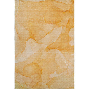 HomeRoots 8' X 10' Vibrant Orange and Ivory Abstract Washable Area Rug with UV Protection for Modern Spaces 646946