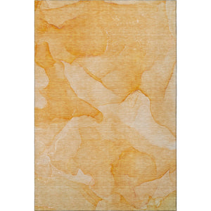 HomeRoots 8' X 10' Vibrant Orange and Ivory Abstract Washable Area Rug with UV Protection for Modern Spaces 646946