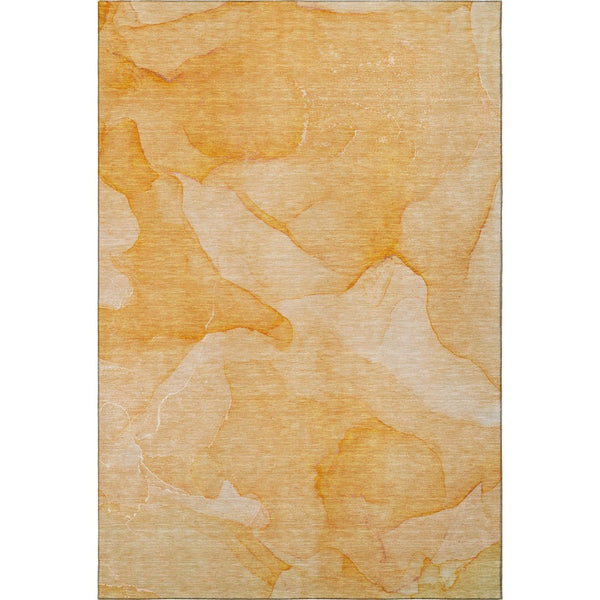 HomeRoots 8' X 10' Vibrant Orange and Ivory Abstract Washable Area Rug with UV Protection for Modern Spaces 646946