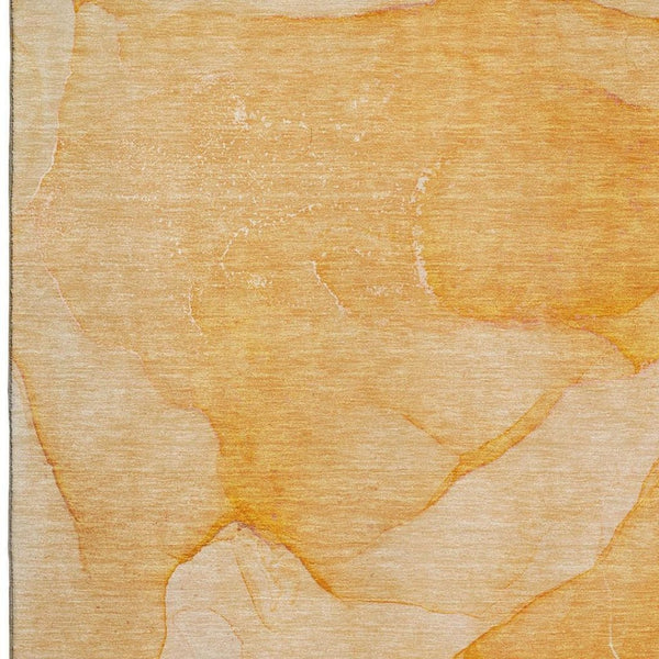 HomeRoots 10' Vibrant Orange & Ivory Abstract Washable Area Rug - UV Protected, Perfect for High-Traffic Homes! 646948