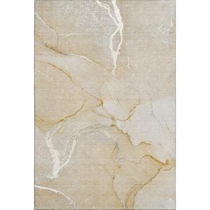 HomeRoots 8' X 10' Beige And Ivory Abstract Area Rug - Stylish, Washable, Stain Resistant with UV Protection! 646952