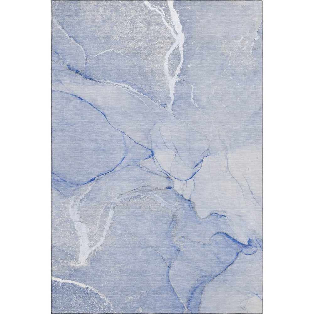 HomeRoots 5' x 8' Modern Blue and Ivory Abstract Area Rug – Washable, UV Protected, Stain-Resistant Design! 646956