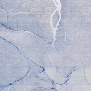 HomeRoots 8' X 10' Stylish Blue and Ivory Abstract Area Rug – Washable, UV-Protected, Perfect for Homes with Kids! 646958