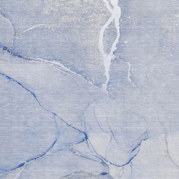 HomeRoots 8' X 10' Stylish Blue and Ivory Abstract Area Rug – Washable, UV-Protected, Perfect for Homes with Kids! 646958