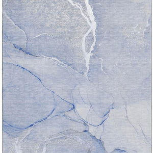 HomeRoots 9' X 12' Blue And Ivory Abstract Area Rug - Washable, UV Protected, Stain Resistant for High-Traffic Areas 646959