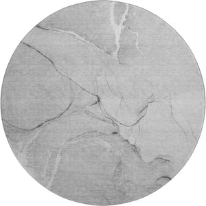 HomeRoots 8' Gray and Ivory Abstract Round Rug - Washable, UV Protected, Soft, Durable & Perfect for Busy Homes! 646963