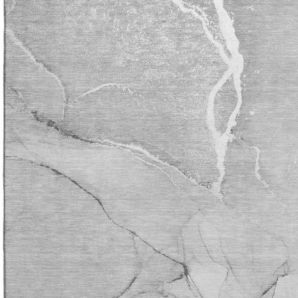 HomeRoots 8' X 10' Gray and Ivory Abstract Area Rug - Washable, Stain Resistant, UV Protected for Modern Spaces 646964