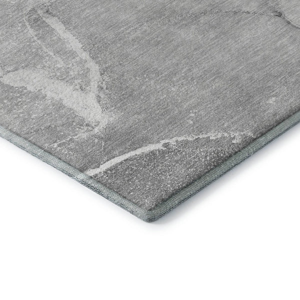 HomeRoots 9' Gray and Ivory Abstract Washable Area Rug with UV Protection - Stylish, Durable, and Easy Care! 646965