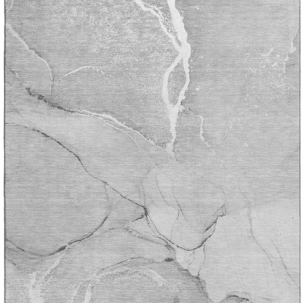HomeRoots 9' Gray and Ivory Abstract Washable Area Rug with UV Protection - Stylish, Durable, and Easy Care! 646965