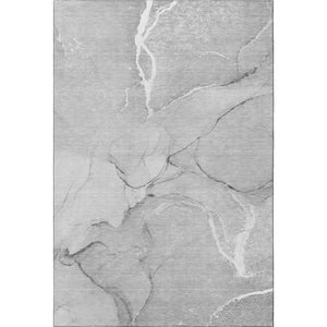 HomeRoots 10' Gray and Ivory Abstract Area Rug - Washable, UV-Protected, Stain-Resistant for High-Traffic Areas 646966