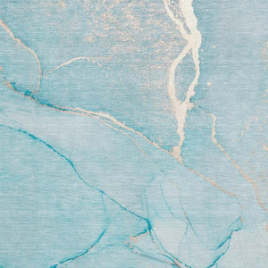 HomeRoots 5' X 8' Teal And Ivory Abstract Area Rug – Stylish, Washable, UV Protected for High Traffic Homes 646968