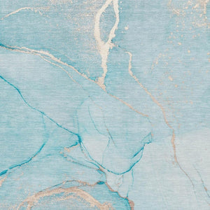 HomeRoots 8' X 10' Teal and Ivory Abstract Area Rug – Washable, Durable, UV-Protected for Modern Living Spaces 646970