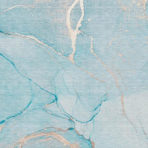 HomeRoots 8' X 10' Teal and Ivory Abstract Area Rug – Washable, Durable, UV-Protected for Modern Living Spaces 646970