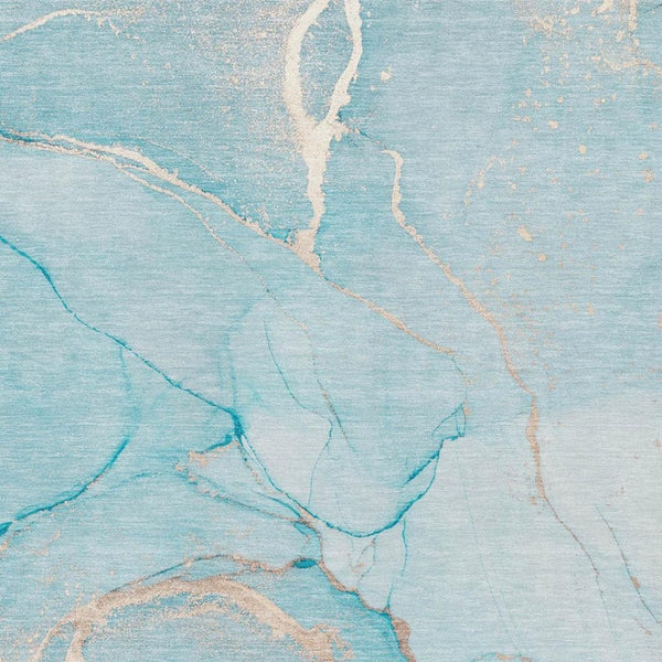 HomeRoots 10' X 14' Teal and Ivory Abstract Area Rug - Durable, Washable, UV-Protected for High-Traffic Spaces 646972