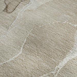 HomeRoots 5' X 8' Abstract Beige & Ivory Washable Area Rug with UV Protection for Stylish, Durable Living Spaces 646974