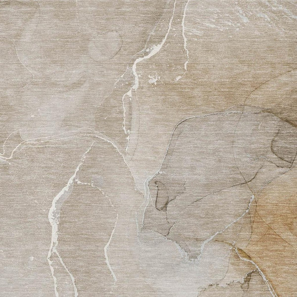 HomeRoots 8' X 10' Beige and Ivory Abstract Area Rug – Washable, UV-Protected, Pet-Friendly, and Stylish! 646976