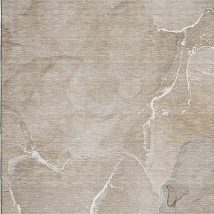 HomeRoots 9' X 12' Abstract Beige & Ivory Washable Area Rug with UV Protection for Stylish, Durable Living Spaces 646977